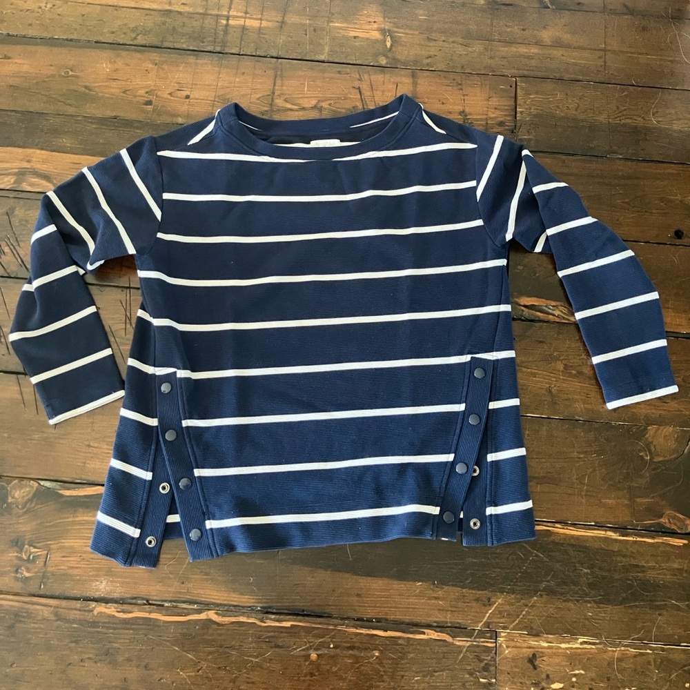 Lou & Grey Loft Navy and White Knit Top